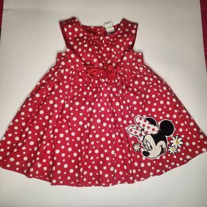 Disney Minnie Mouse Red White Polka Dots Baby Girl Dress 18 Months 2-Piece